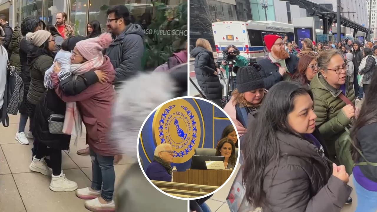 Padres de familia se hincan y suplican detener el cierre de las escuelas Acero en Chicago