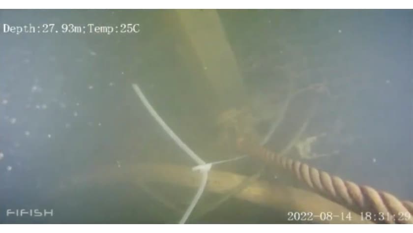 Imagen de la cámara subacuática utilizada el 14 de agosto para conocer las condiciones de uno de los pozos de la mina Pinabete, próxima a la mina Conchas Norte donde quedaron atrapados 10 mineros el 3 de agosto.