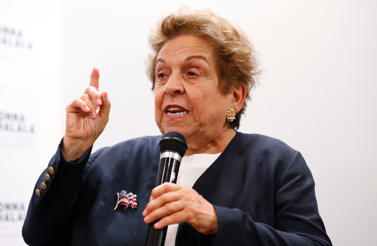 FILE - In this Oct. 17, 2018, file photo, Florida Democratic congressional candidate Donna Shalala speaks to volunteers in Coral Gables, Fla. Shalala is facing GOP candidate Maria Elvira Salazar. (AP Photo/Wilfredo Lee, File)