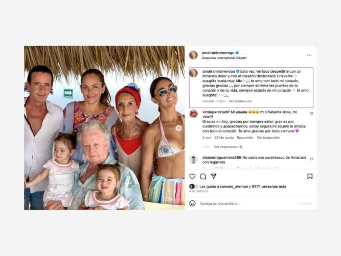 Así se despidió Amairani de la mamá de Andrea Legarreta