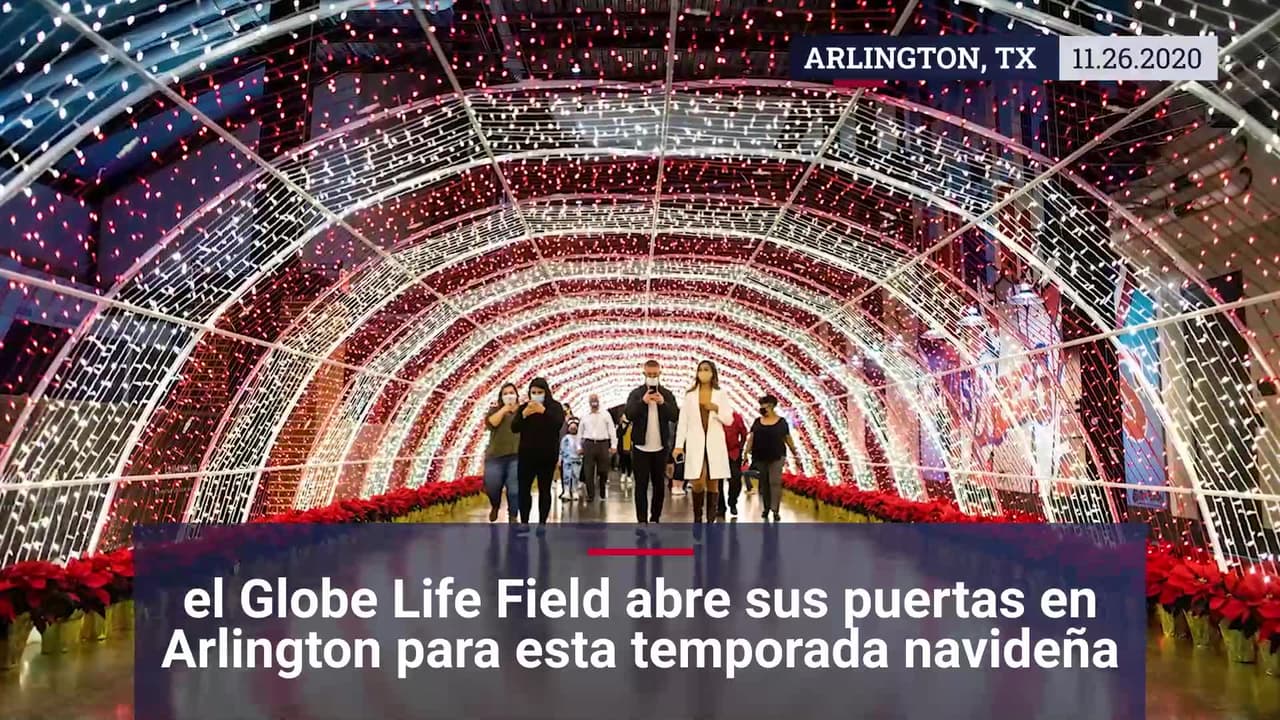 Habitantes del norte de Texas pueden disfrutar de Luminova Holidays, un evento de luces navideñas que iluminan el interior y el exterior del estadio Globe Life Field en Arlington.