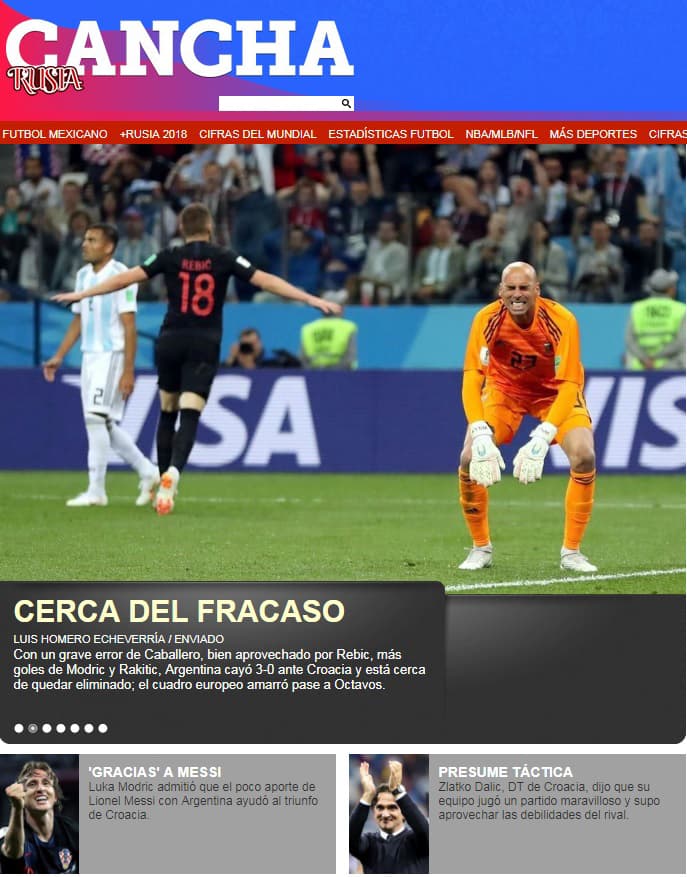 Reforma (México) culpó al arquero argentino de la caída sudamericana que está al borde del abismo en Rusia 2018.