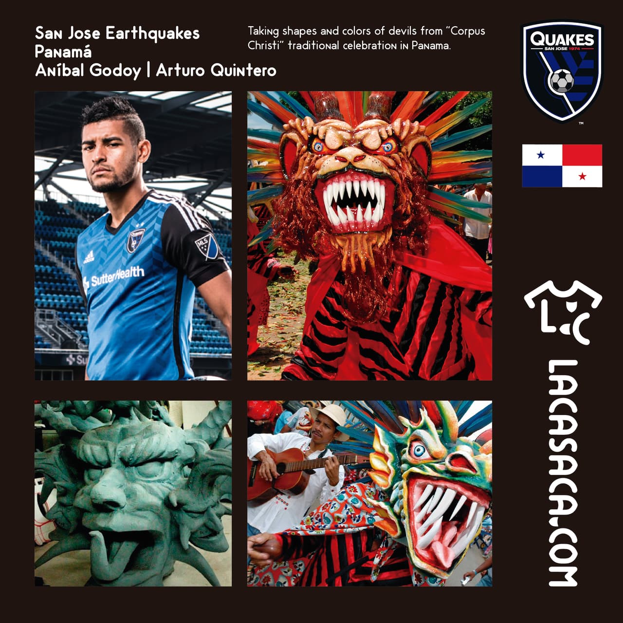 SAN JOSE EARTHQUAKES | Los dos volantes panameños del club fueron la inspiración para la camiseta que honra la celebración de la Danza de Diablicos en el Corpus Cristi.