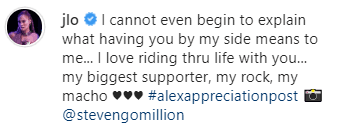 “Ni siquiera puedo comenzar a explicar lo que significa tenerte a mi lado. Me encanta cabalgar la vida contigo. Mi mayor apoyo, mi roca, mi macho” escribió la actriz y cantante.