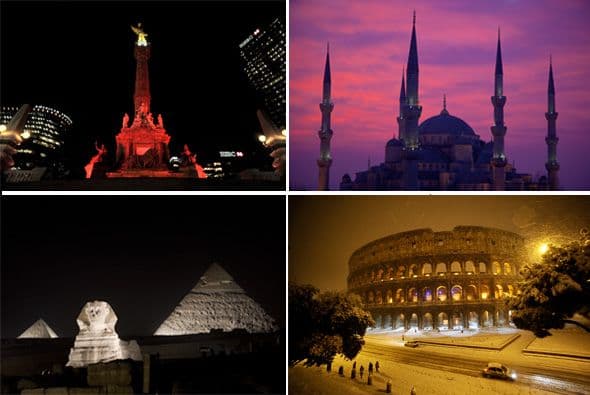 Estos son sólo algunos de los monumentos alrededor del mundo que apagarán sus luces para conmemorar la denominada Hora del Planeta.