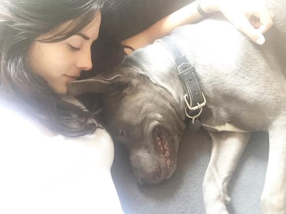 Se toma el tiempo para consentir a su lindo cachorro y tomarse selfies con él.