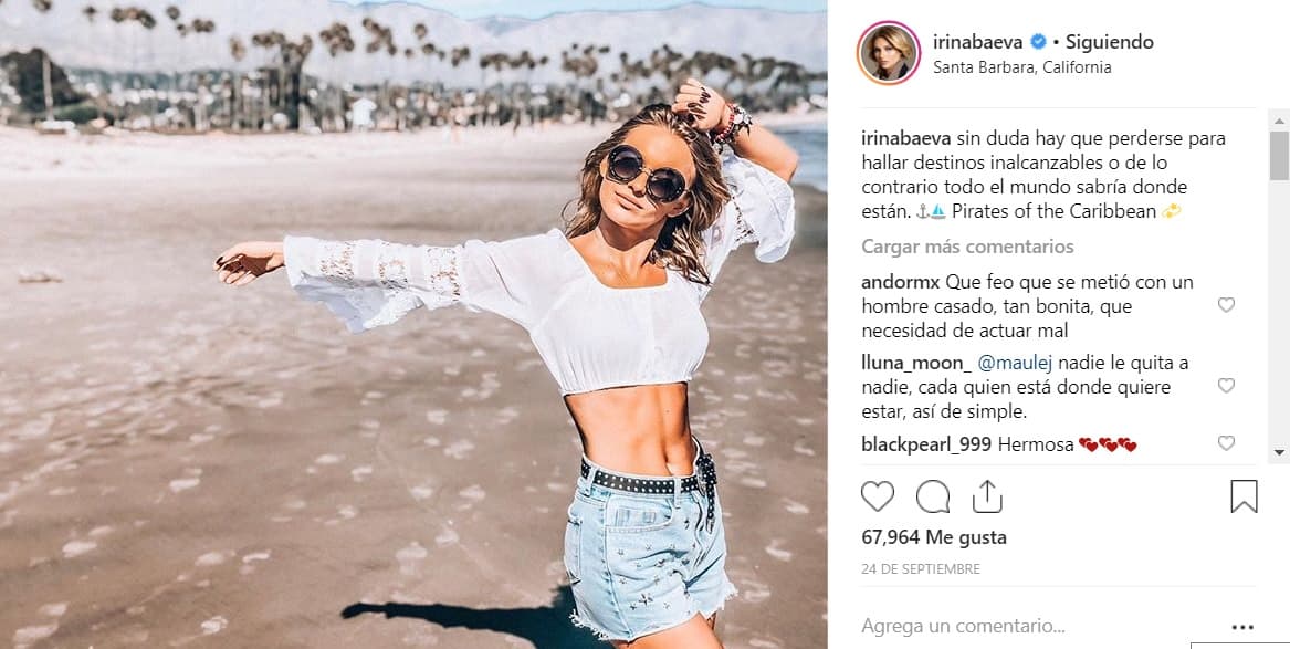 El 24 de septiembre, el mismo día que Geraldine Bazan dijo lo que pensaba de la pareja de su exesposo, Irina escribió una frase de la película 'Piratas del Caribe 3': "Sin duda hay que perderse para hallar destinos inalcanzables o de lo contrario todo el mundo sabría donde están".