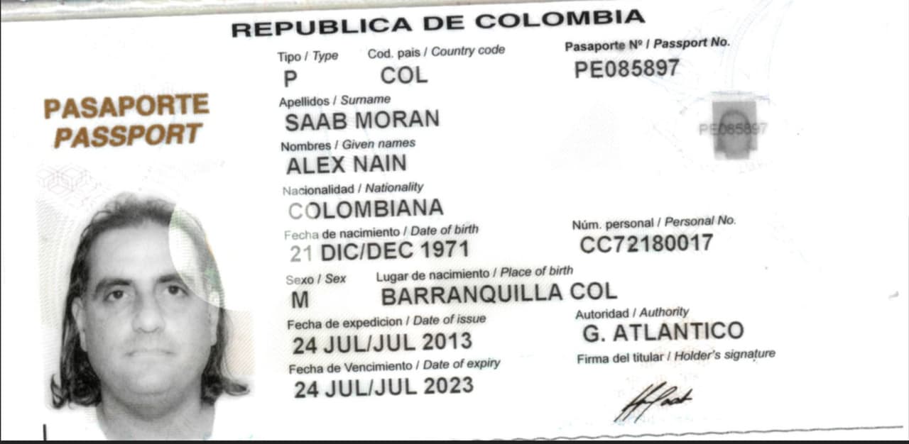 Pasaporte aportado por Saab para la creacion de una firma offshore en Panama.