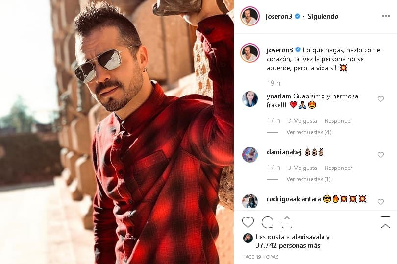 "¡Lo que hagas, 
<b><a href="https://www.univision.com/famosos/la-efusiva-reaccion-de-la-perra-de-jose-ron-al-ver-que-llego-su-papa-video" target="_blank">hazlo con el corazón</a></b>, tal vez la persona no se acuerde, pero la vida sí!", escribió.