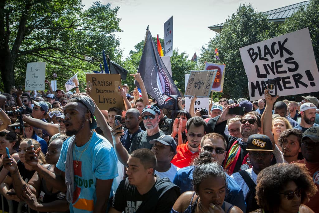 The counter-protest was attended by many supporters of the Black Lives Matter movement.