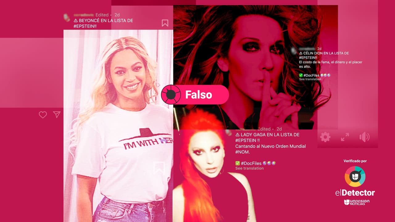 Es falso que cantantes como Beyoncé, Lady Gaga o Celine Dion aparezcan en los documentos revelados del caso Epstein