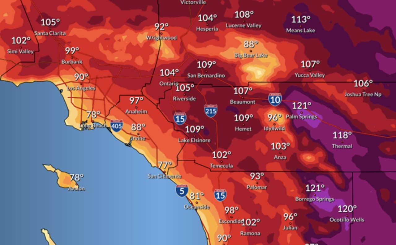 Advertencia por altas temperaturas y probabilidades de incendios en el sur de California