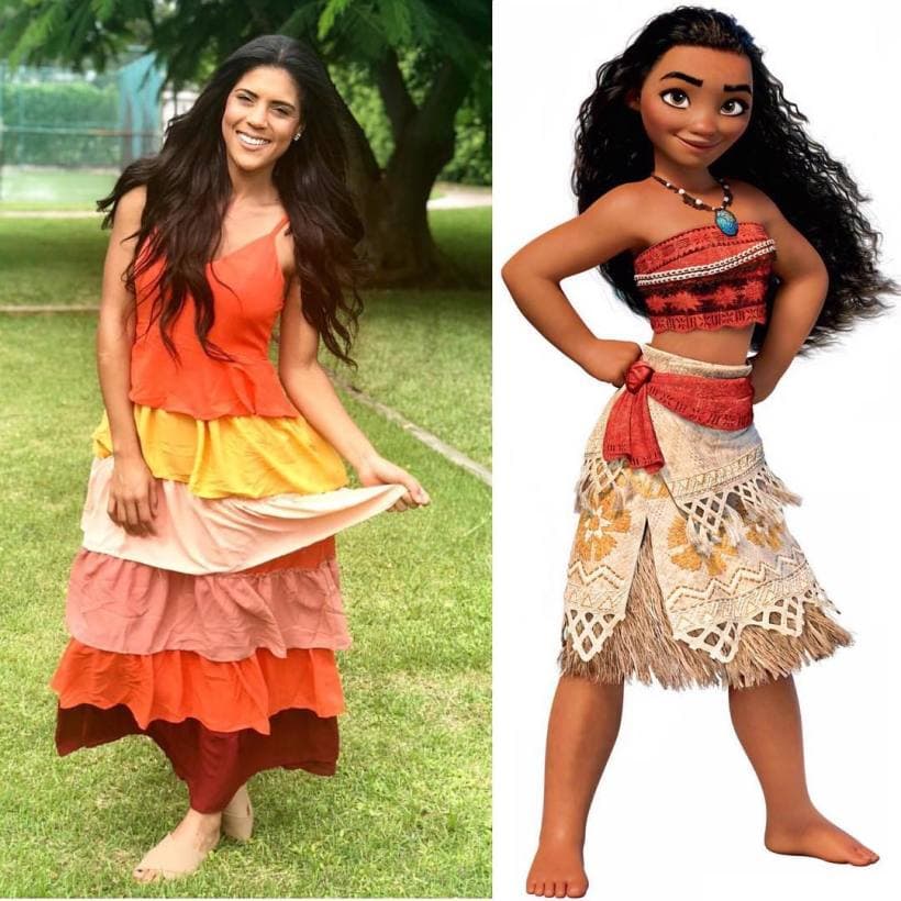 Luego de ponerse extensiones le fue imposible compararse con Moana. La dominicana se encontró gran parecido con la joven de la cinta animada y decidió vestirse como ella para sorprender a sus seguidores en redes sociales.