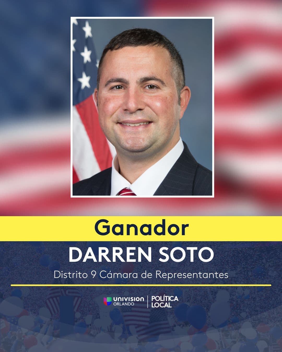 Darren Soto, demócrata, ganador del Distrito 9.