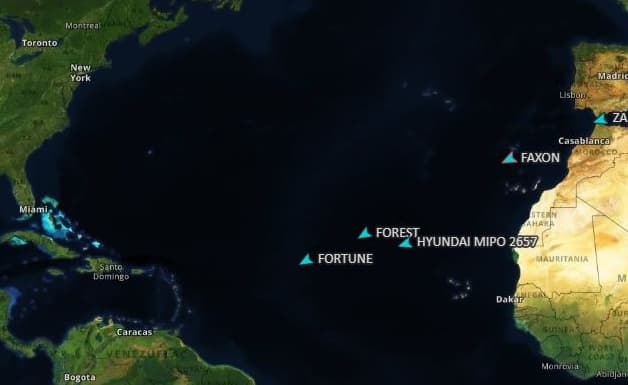 Iranian tankers approaching Venezuela are being tracked by maritime data.