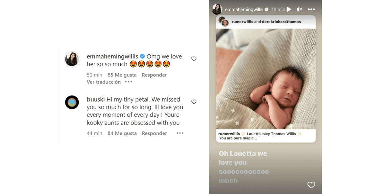 Tallulah y Emma Heming Willis expresaron su emoción por el naciemiento de la hija de Rumer Willis