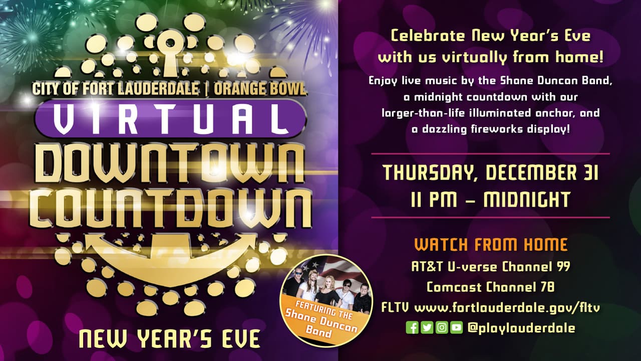 En la ciudad de Fort Lauderdale decidieron hacer la celebración de fin de año virtual, la cual incluye show musical y fuegos artificiales. 
<a href="https://www.fortlauderdale.gov/departments/parks-recreation/special-events/downtown-countdown" target="_blank">Puede verla aquí. </a>
