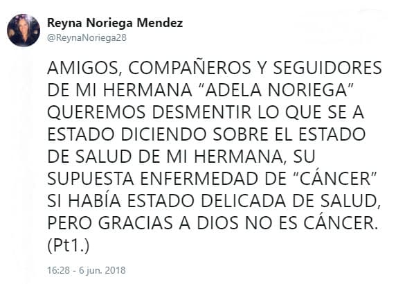 En junio pasado se comenzó a rumorar que la actriz padecía cáncer, pero su hermana lo desmintió a través de redes sociales.