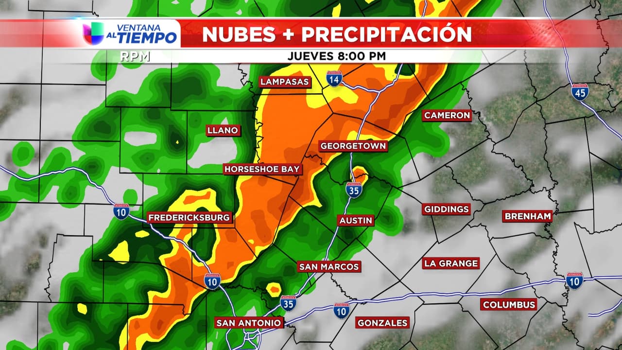 Así se moverá el frente frío por el centro de Texas este jueves 