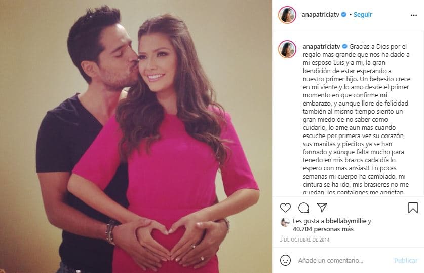 En su cuenta de Instagram, la presentadora mexicana compartió lo que sentía de ser madre primeriza: "Un bebecito crece en mi vientre y lo amo desde el primer momento en que confirmé mi embarazo".