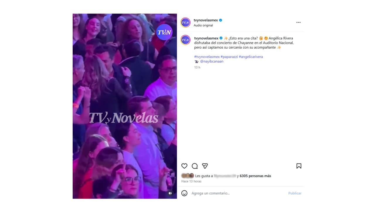 Así fue captada Angélica Rivera en concierto de Chayanne en México.