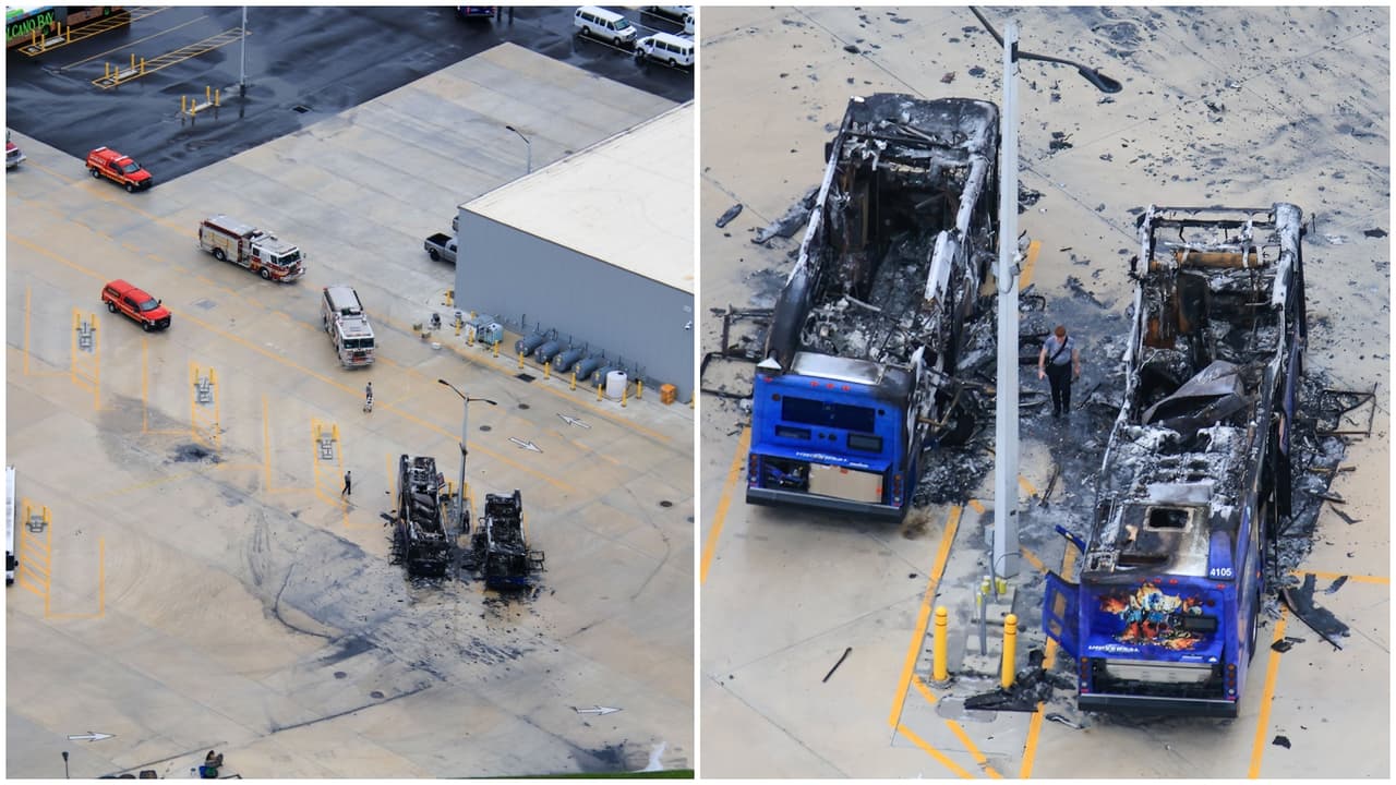Investigan incendio de dos autobuses eléctricos de Universal Orlando en estación cercana a Epic Universe
