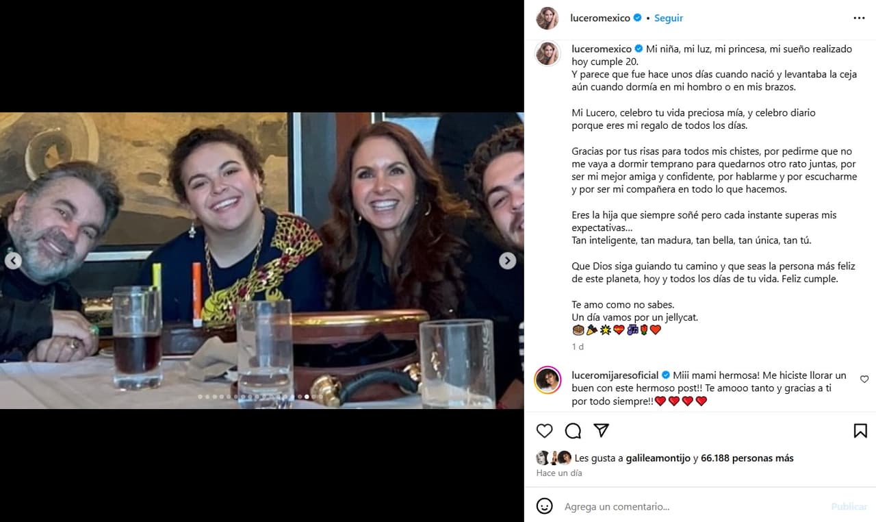 Lucero dedicó un emotivo mensaje a su hija Lucerito por su cumpleaños.