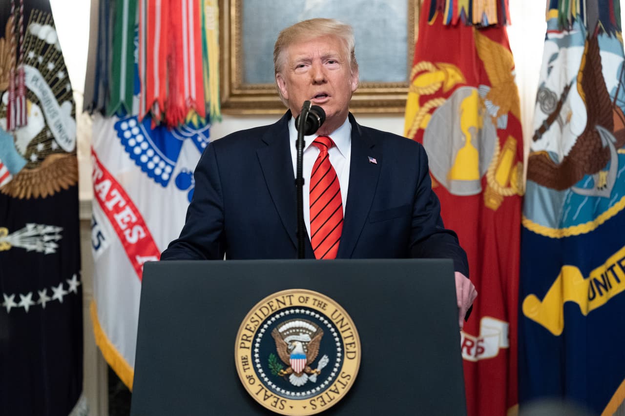 La Casa Blanca publicó nueve fotografías de la alocución del presidente Trump.