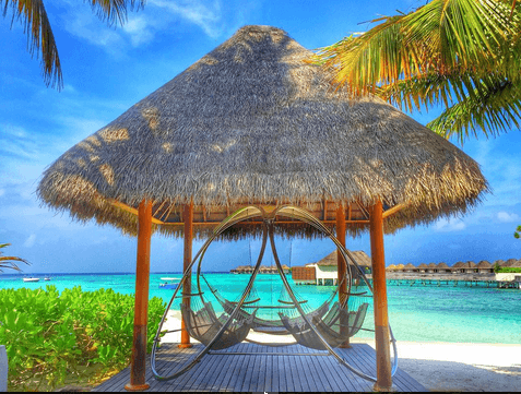 Esta es una de las palapas del sitio en el que se alojó.