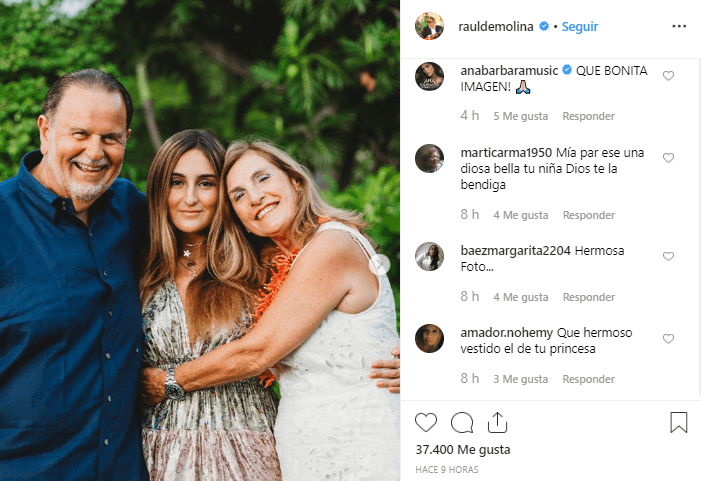 Mia de Molina disfruta el tiempo que tiene con sus padres cada que tiene oportunidad pues estudia en la universidad y vive alejada del hogar donde creció.