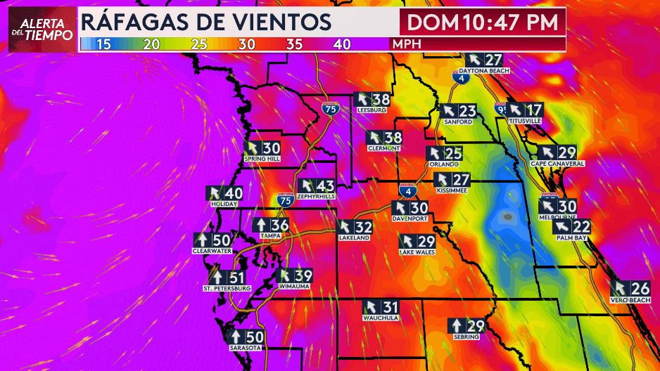 Si te encuentras en sectores como St. Petersburg, Sarasota y la costa en general, ten cuidado con las fuertes ráfagas de viento que se pueden presentar debido a la tormenta tropical.