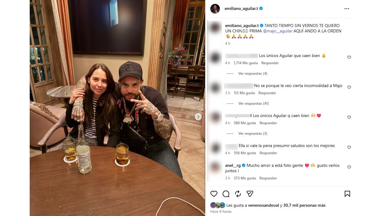 Majo y Emiliano Aguilar se reunieron en medio de la polémica que persigue a su familia.