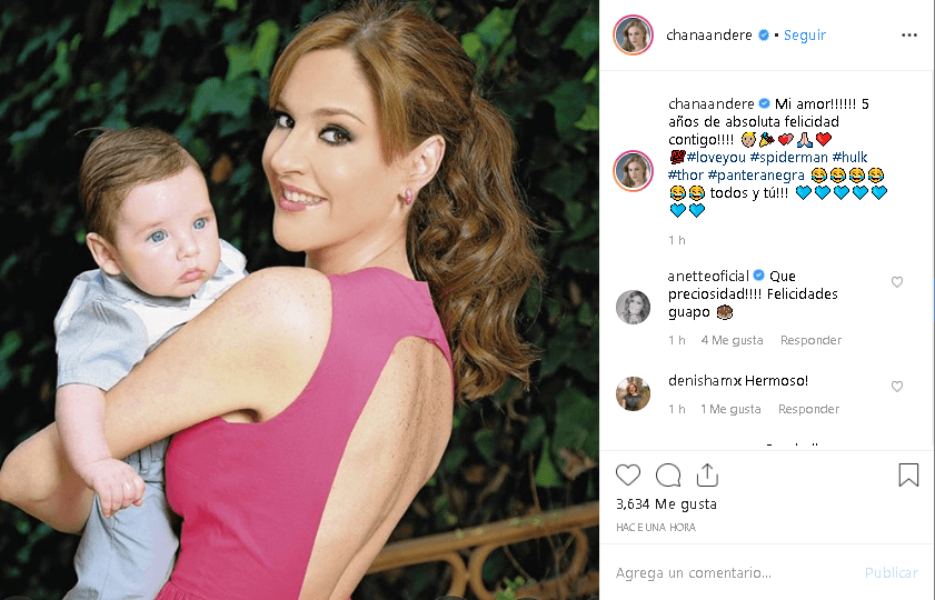 En otro mensaje, la 
<b><a href="https://www.univision.com/shows/despierta-america/en-una-platica-intima-jacqueline-andere-hace-un-recuento-sobre-su-vida-como-actriz-esposa-y-madre-video">hija de la primera actriz Jacqueline Andere</a></b> escribió: “¡Mi amor! ¡5 años de absoluta felicidad contigo!”