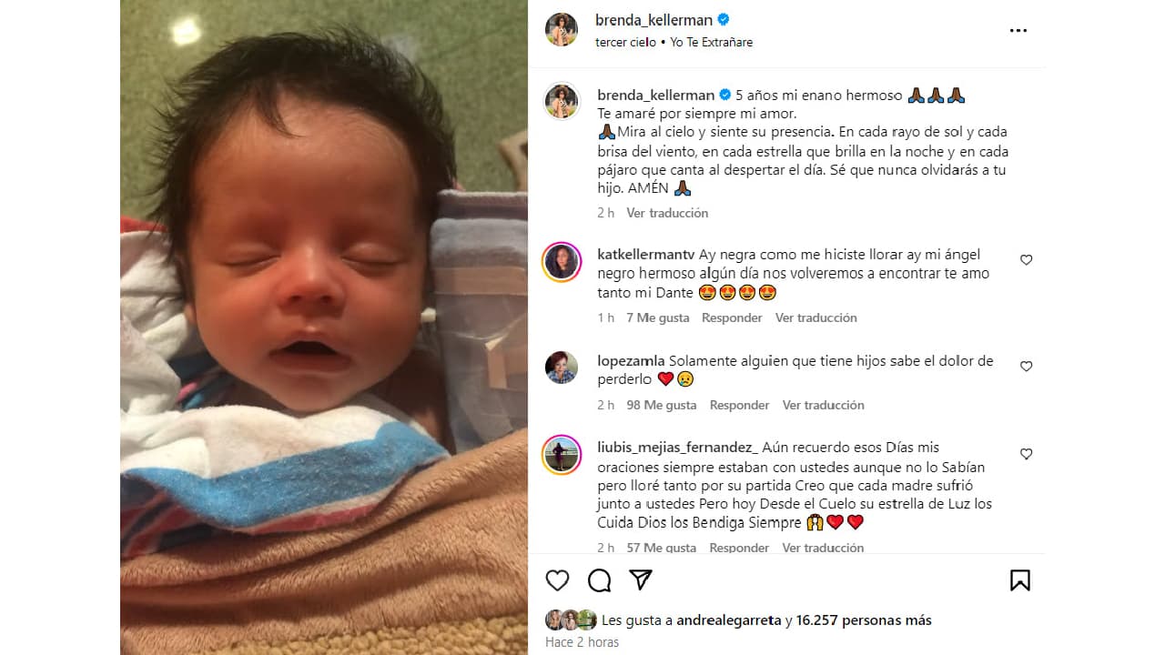 Brenda Kellerman le dedicó emotivo mensaje a su hijo Dante.