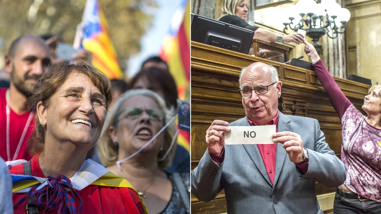 Entre la alegría y la angustia: los rostros después de la declaración de independencia de Cataluña (fotos)