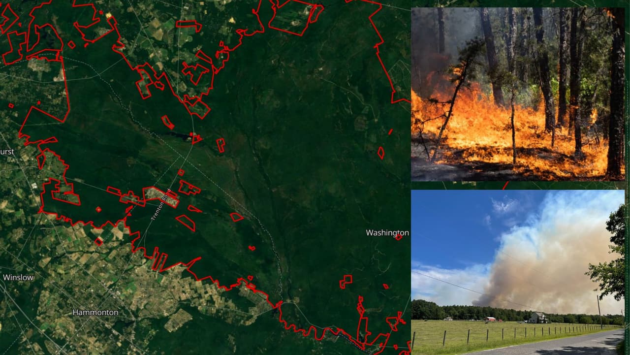 Gran incendio forestal consume Wharton State Forest en el sur de Jersey