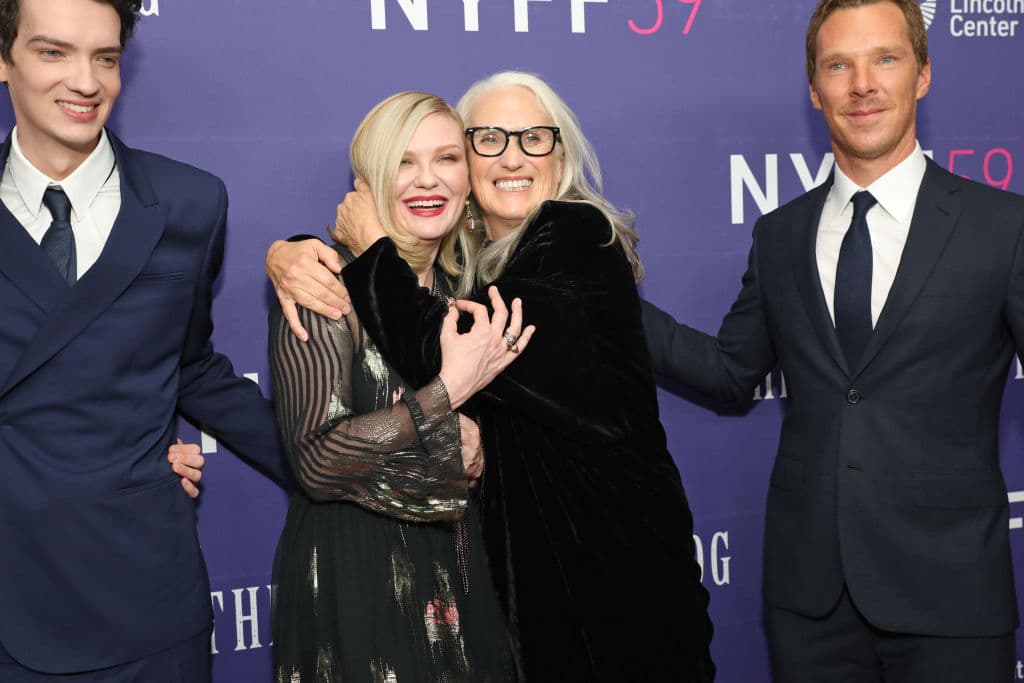 NEW YORK, NEW YORK - OCTOBER 01: (L-R) Kodi Smit-McPhee, Kirsten Dunst, Jane Campion, and Benedict Cumberbatch attend Netflix's "Power of the Dog" premiere during the 59th New York Film Festival at Alice Tully Hall on October 1, 2021 in New York City. (Photo by Monica Schipper/Getty Images for Netflix)
