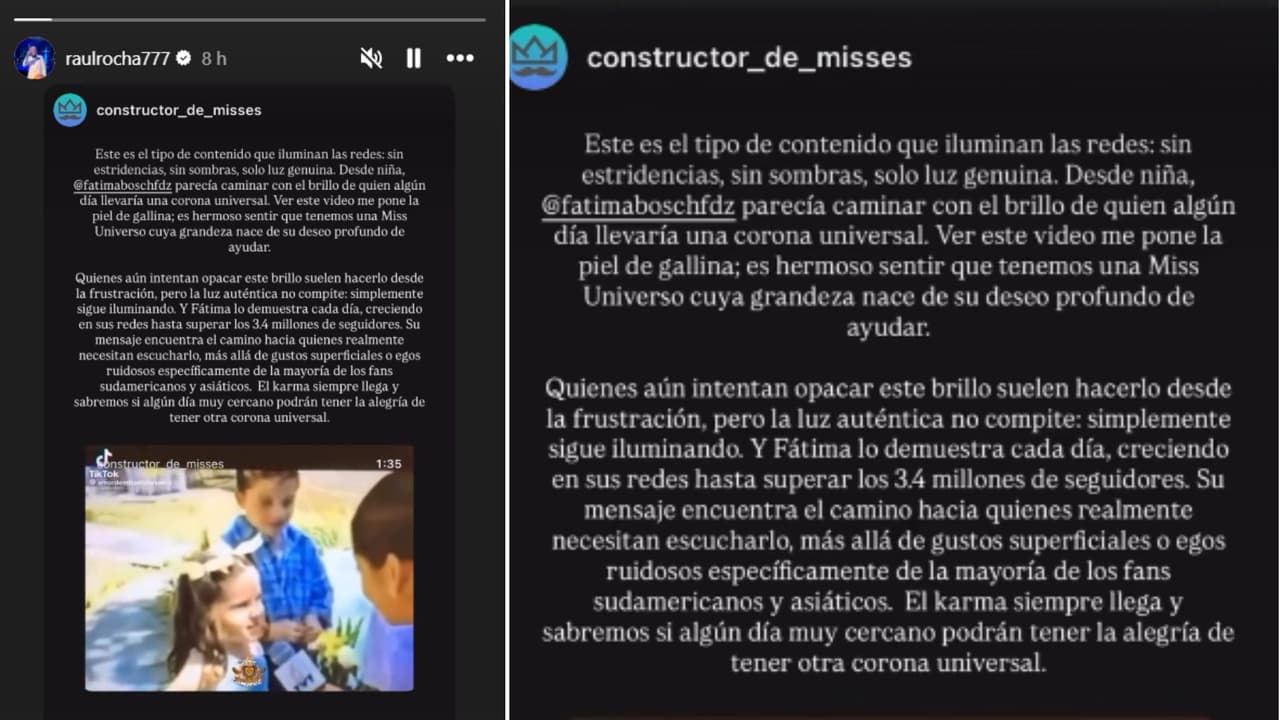 Raúl Rocha compartió este mensaje en apoyo a Fátima Bosch, Miss Universe 2025.