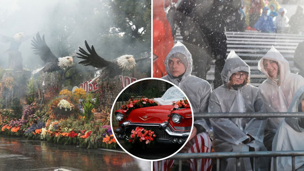 Lluvia histórica empapa el Desfile de las Rosas tras 20 años de sequía en Pasadena