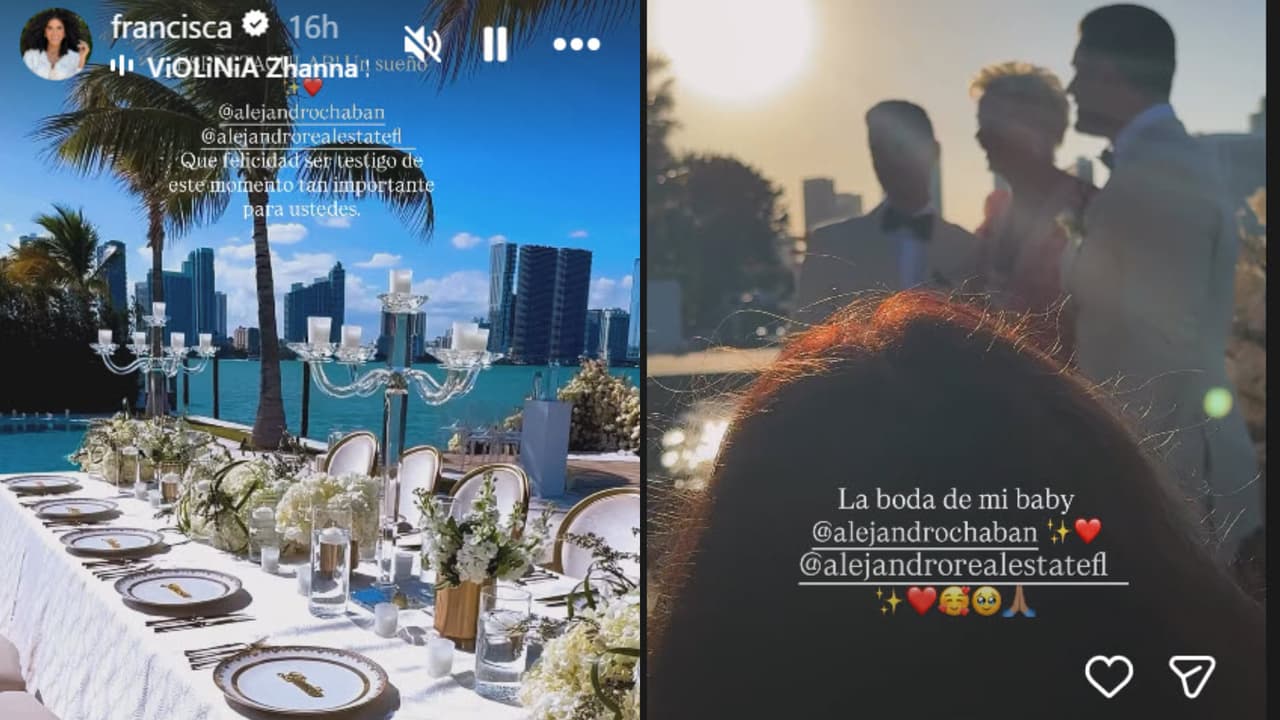 Francisca compartió imágenes de algunos detalles de la boda de su amigo Alejandro Chabán y Alejandro Cesare.