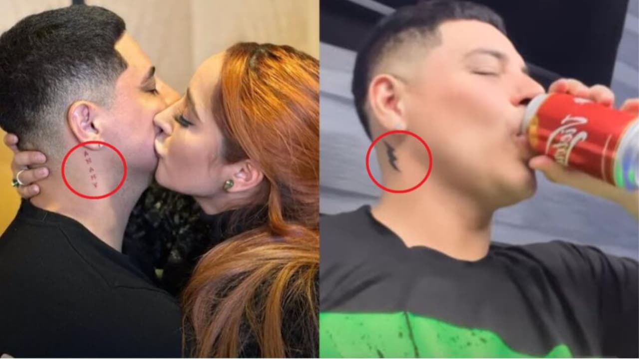 A la izquierda se observa el tatuaje que Eduin Caz se hizo con el nombre de Daisy Anahy en diciembre de 2022. A la derecha, la imagen que el cantante publicó en abril donde se observa que habría tapado el diseño original.