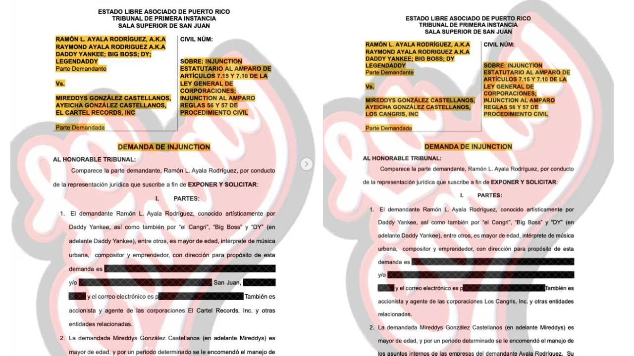 Las demandas interpuestas de Daddy Yankee en contra de su esposa Mireddys González.