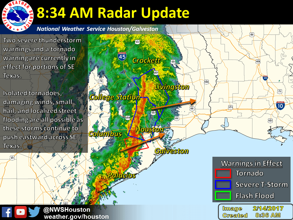 Servicio Nacional de Meteorología ha emitido una alerta por clima severo para este martes en Houston y áreas aledañas