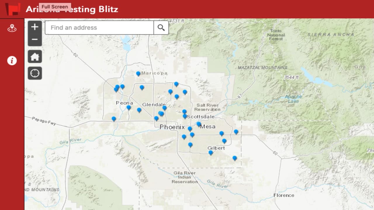 Un mapa interactivo te lleva a los sitios donde se realizan las pruebas gratuitas de Covid-19 en Arizona