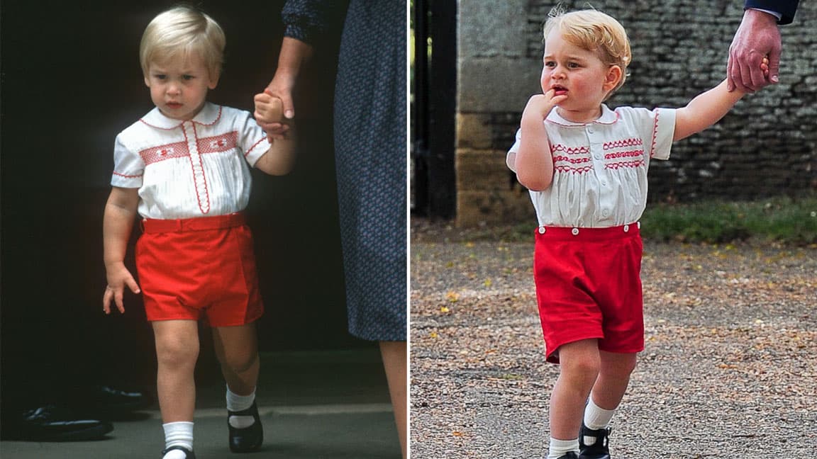 Para el bautizo de su hermanita lo vistieron como a su papá cuando era pequeño.