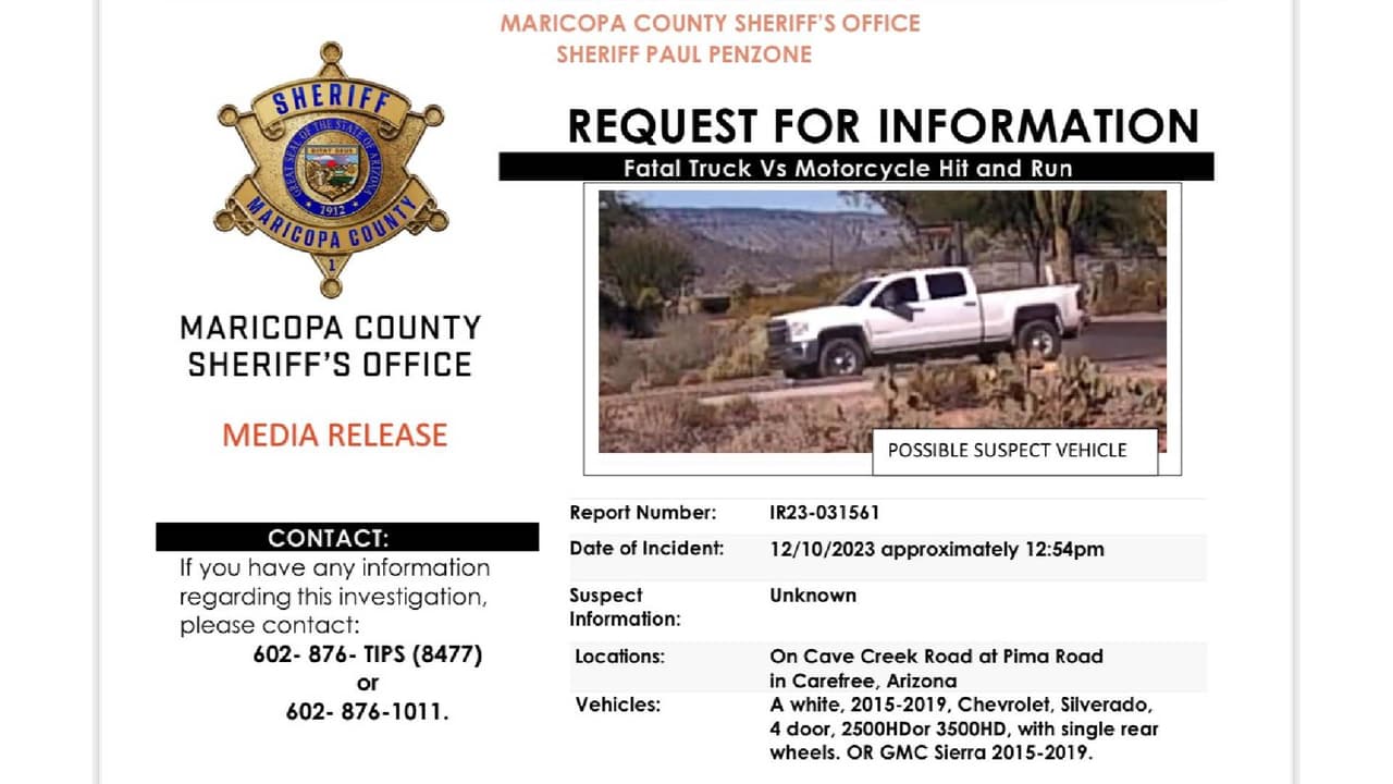 Buscan vehículo involucrado en atropello y fuga en Carefree