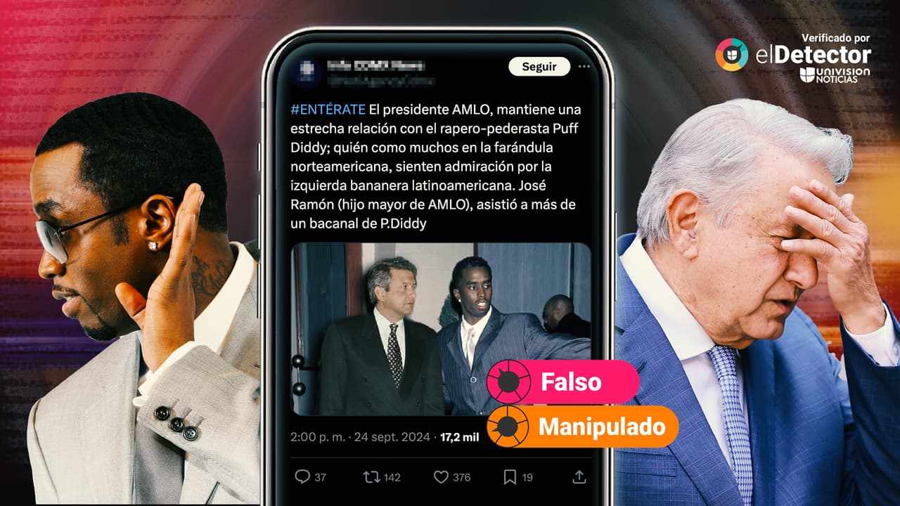 Esa imagen de AMLO junto al rapero Sean ‘Diddy’ Combs no es real: está manipulada