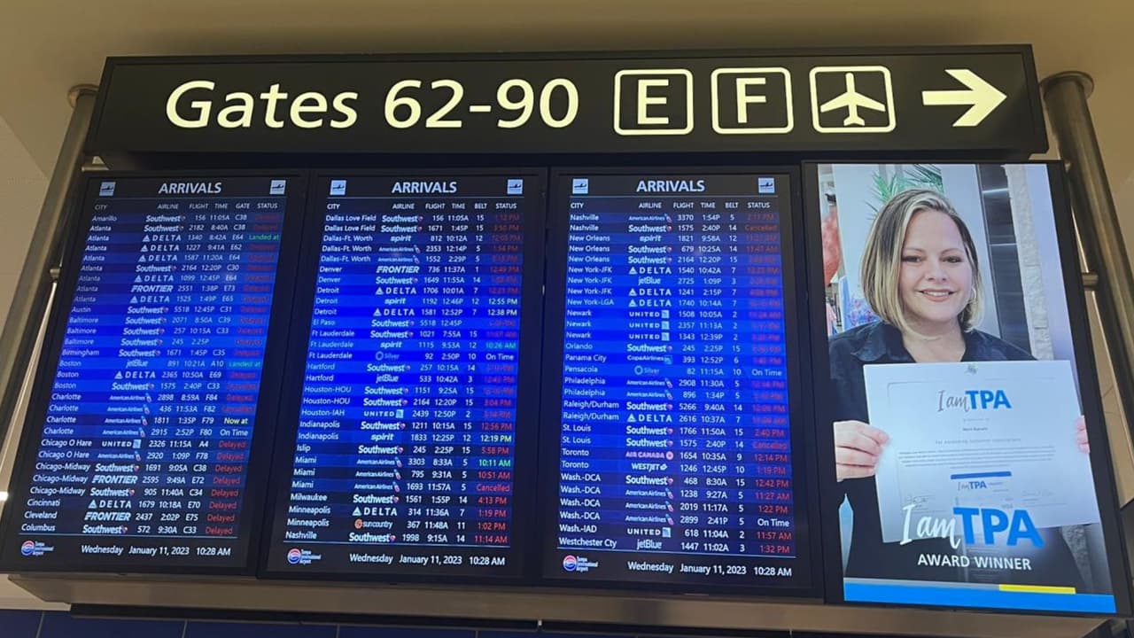 Restablecen vuelos nacionales en el Aeropuerto de Tampa luego de falla en sistema de la FAA