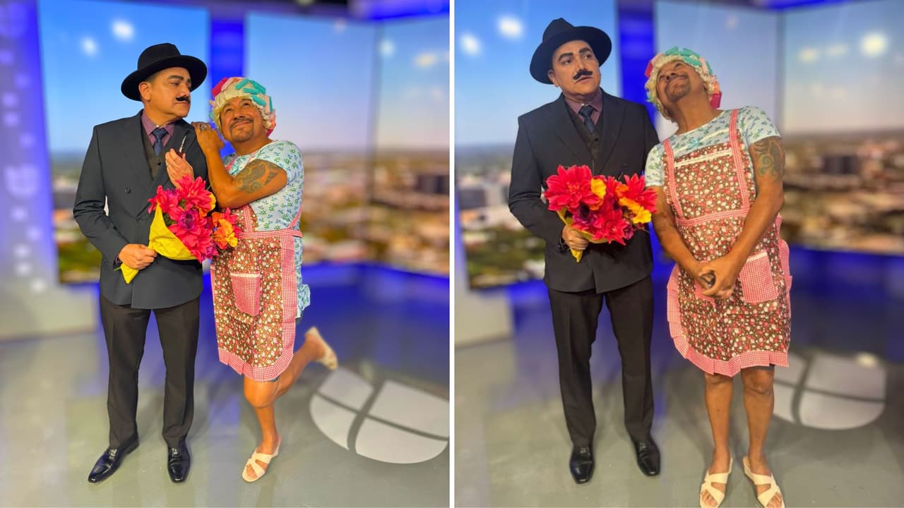 <b>Extra: No podía faltar Doña Florinda</b>, la eterna enamorada 💋
<br>El papel estuvo a cargo de nuestro compañero Andrés Maldonado, el “Feo” del programa de radio de Uforia,
<i>El Bueno, la Mala y el Feo</i>.
<br>Andrés no solo nos acompaña cada mañana junto a Paola Sasso y Raúl Molinar, hoy también
<b> se sumó a nuestra vecindad con el carisma y la buena energía que siempre lo distinguen 🎙️</b>