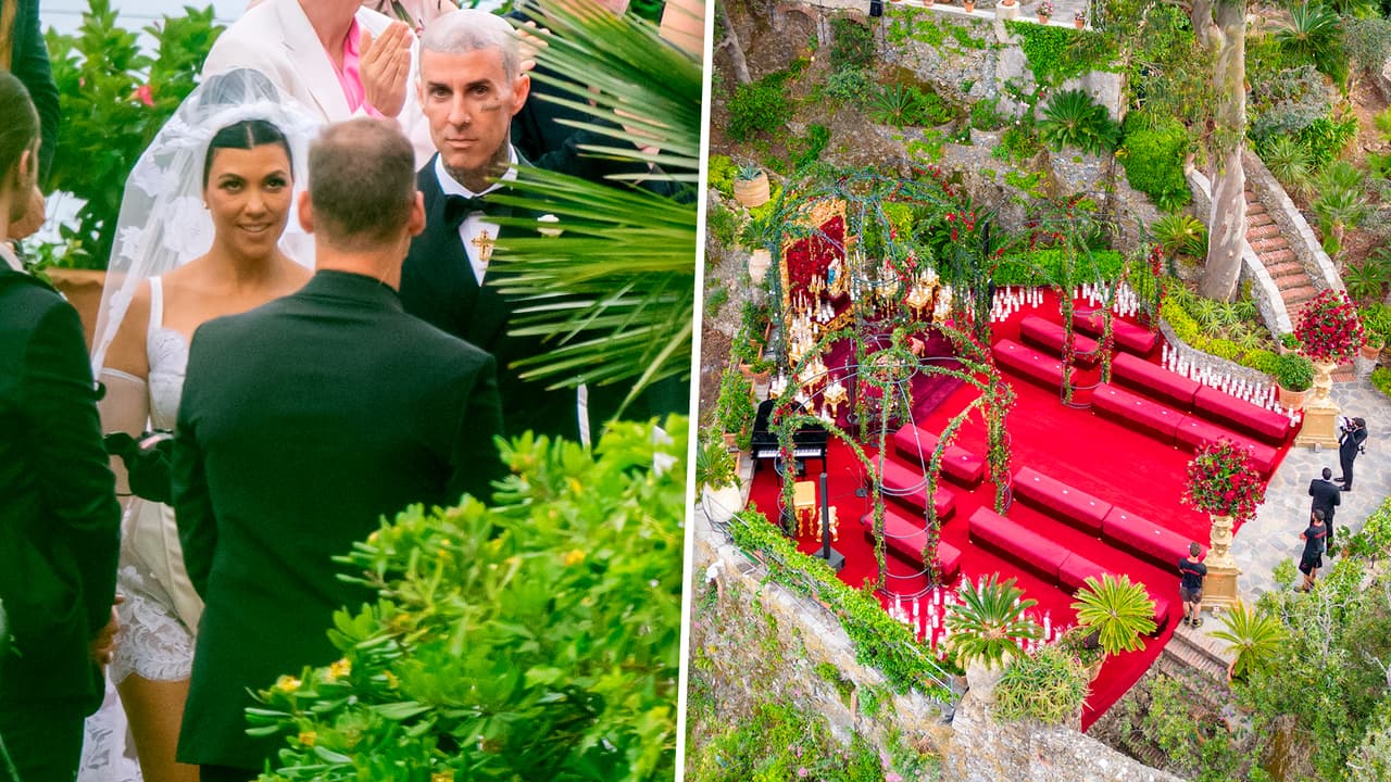 Kourtney Kardashian y Travis Barker se casan en una lujosa y millonaria boda en Italia: primeras imágenes